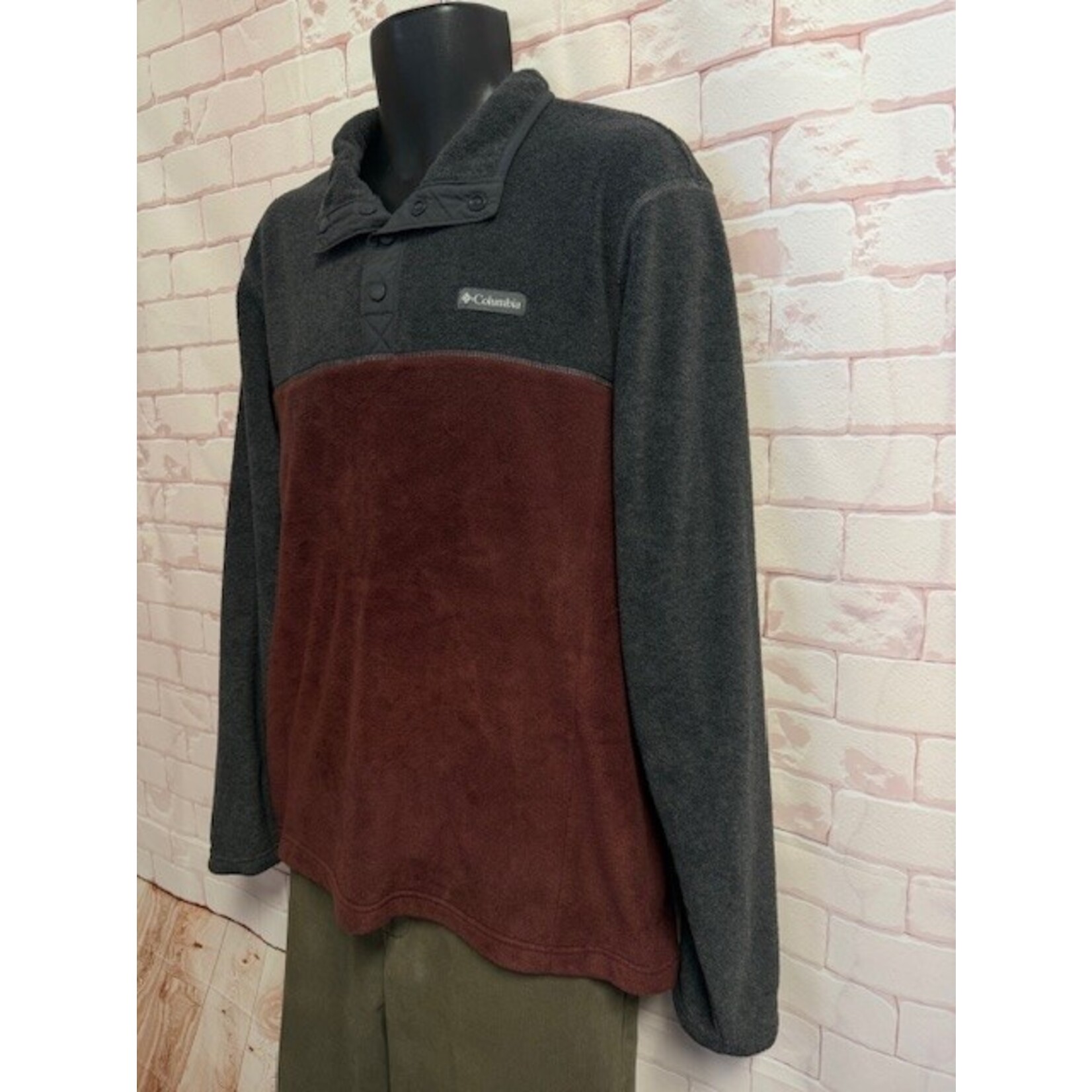 Columbia, Gray, Burgundy, Pullover, Men's, L