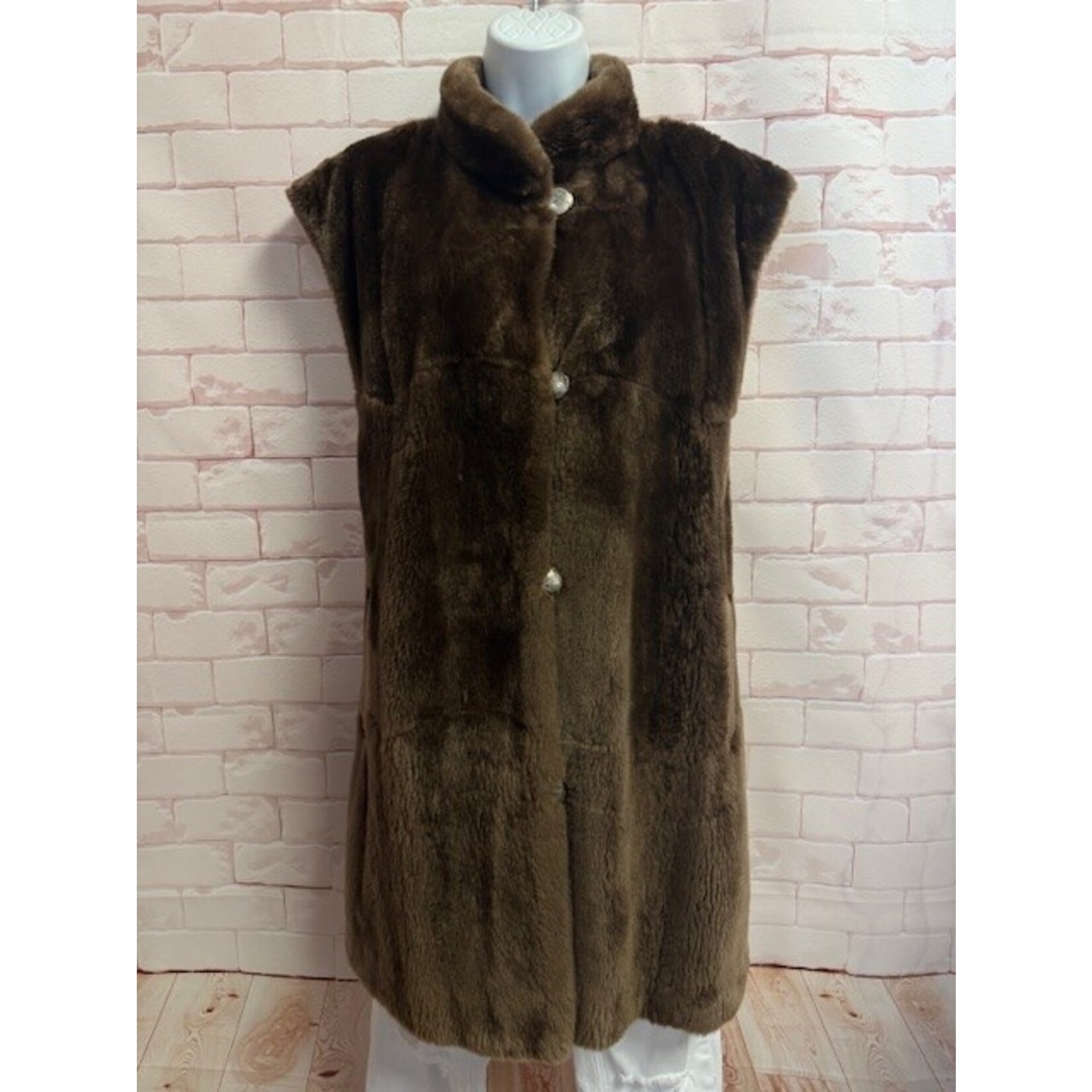 Kriegsman Furs, Brown, Leather, Fur Detachable Vest, M/L, VINTAGE