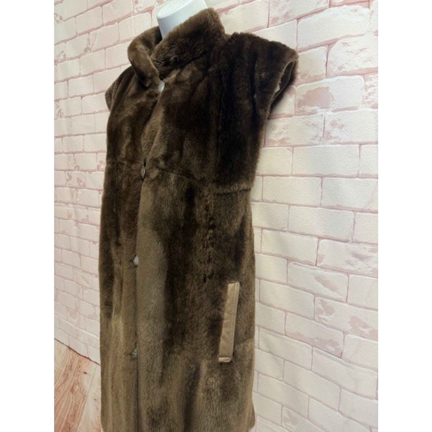 Kriegsman Furs, Brown, Leather, Fur Detachable Vest, M/L, VINTAGE