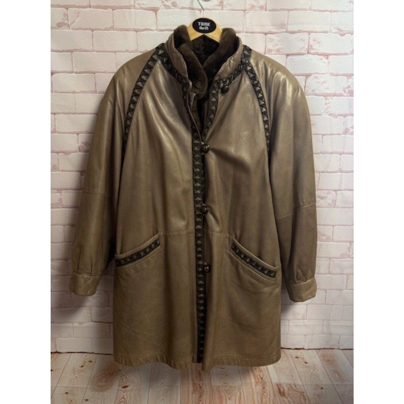 Kriegsman Furs, Brown, Leather, Fur Detachable Vest, M/L, VINTAGE