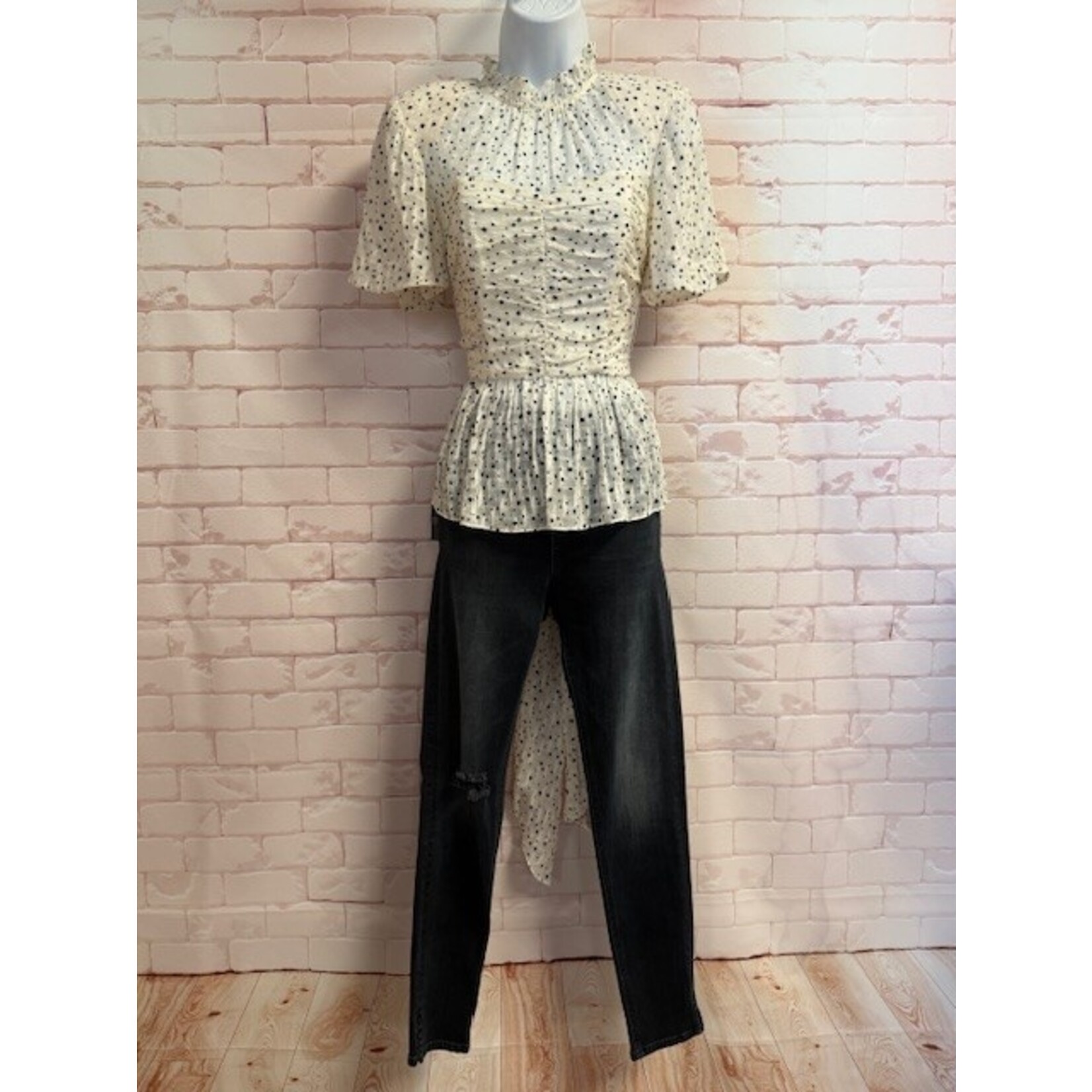Rebecca Taylor, Cream, Black, Stars, SS, 4, MSRP $255