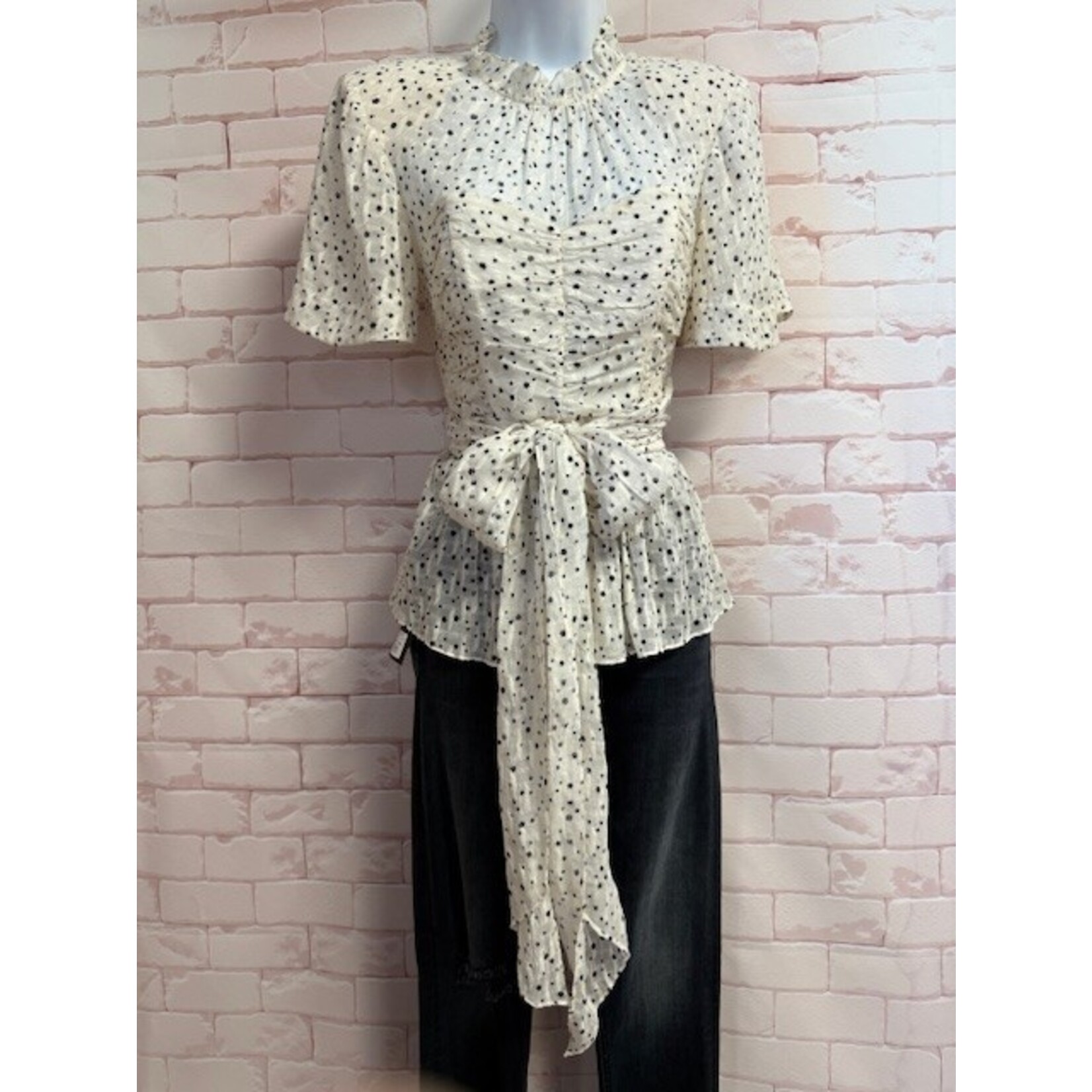Rebecca Taylor, Cream, Black, Stars, SS, 4, MSRP $255