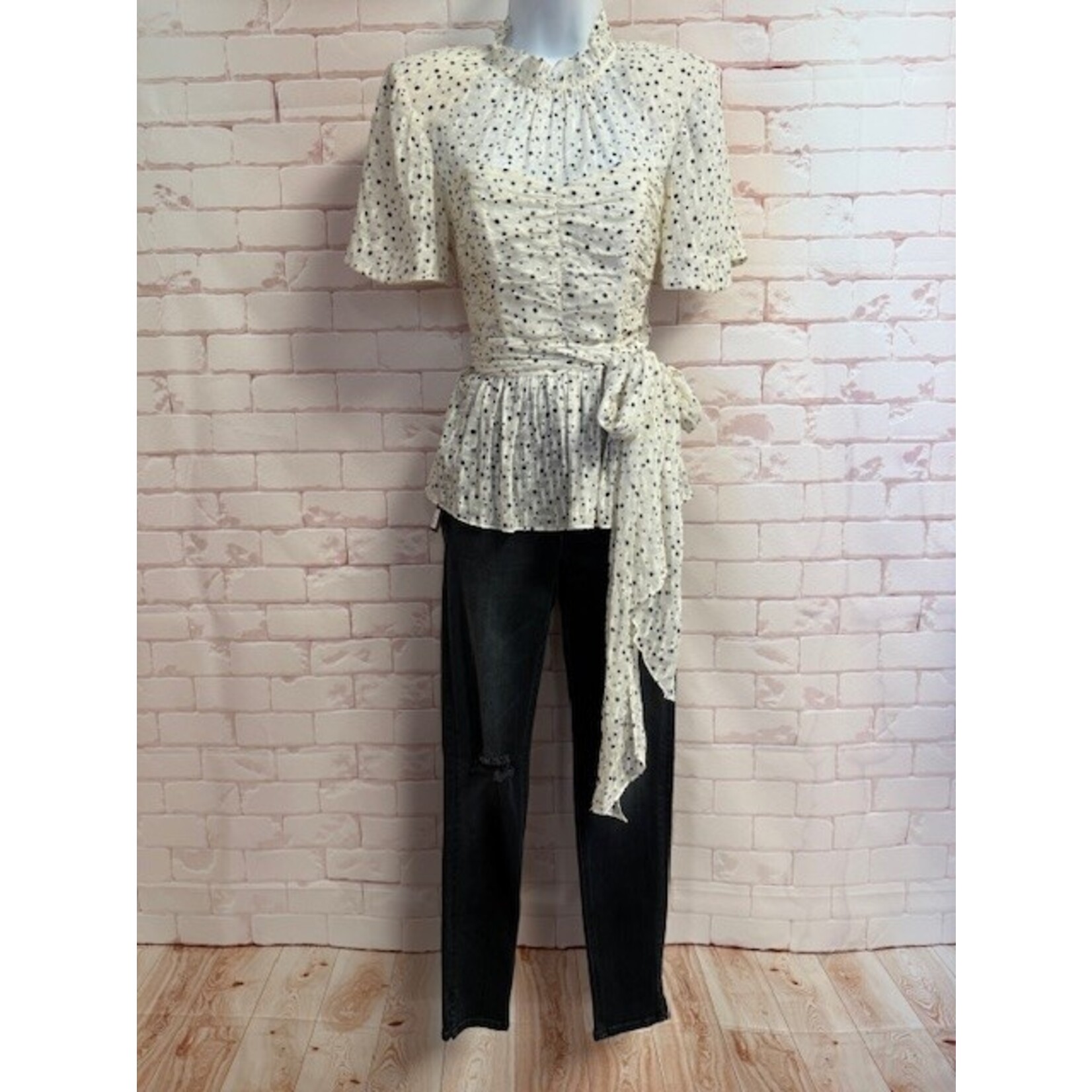 Rebecca Taylor, Cream, Black, Stars, SS, 4, MSRP $255