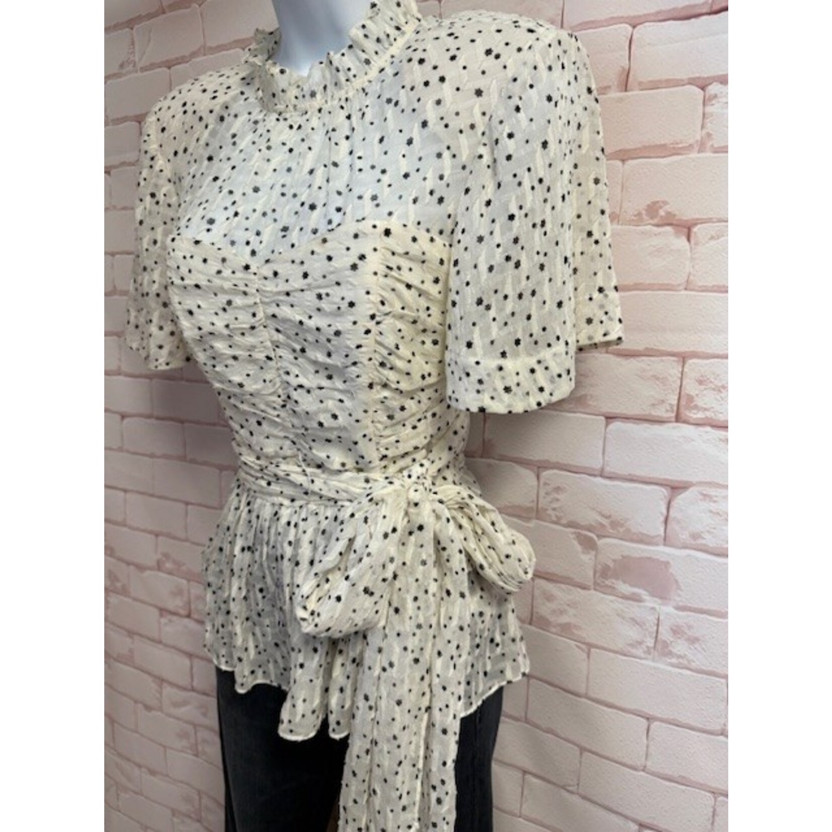 Rebecca Taylor, Cream, Black, Stars, SS, 4, MSRP $255