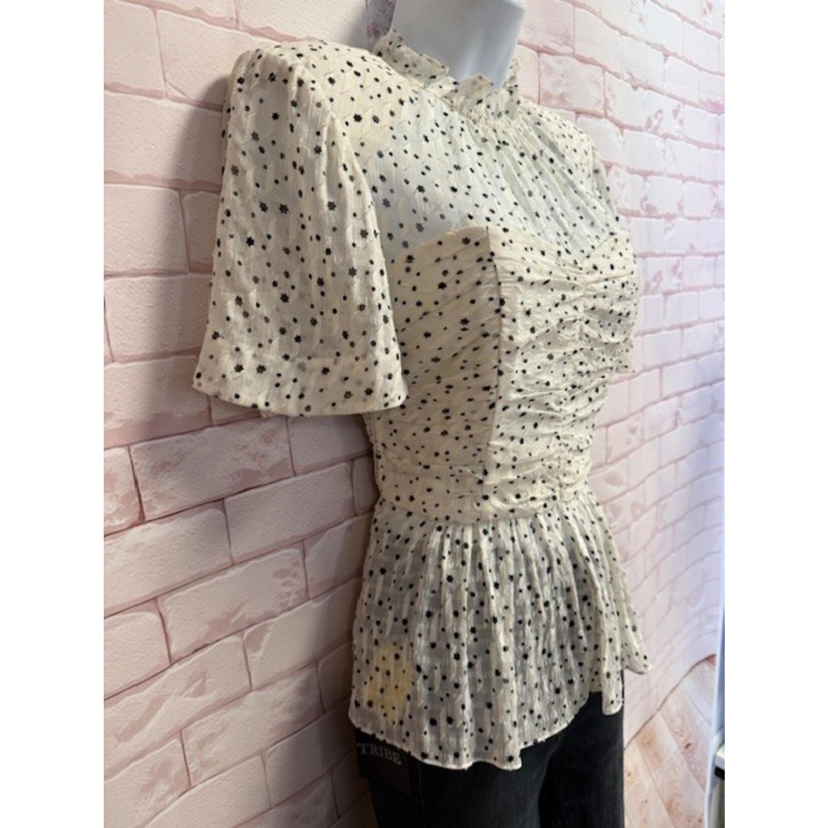 Rebecca Taylor, Cream, Black, Stars, SS, 4, MSRP $255