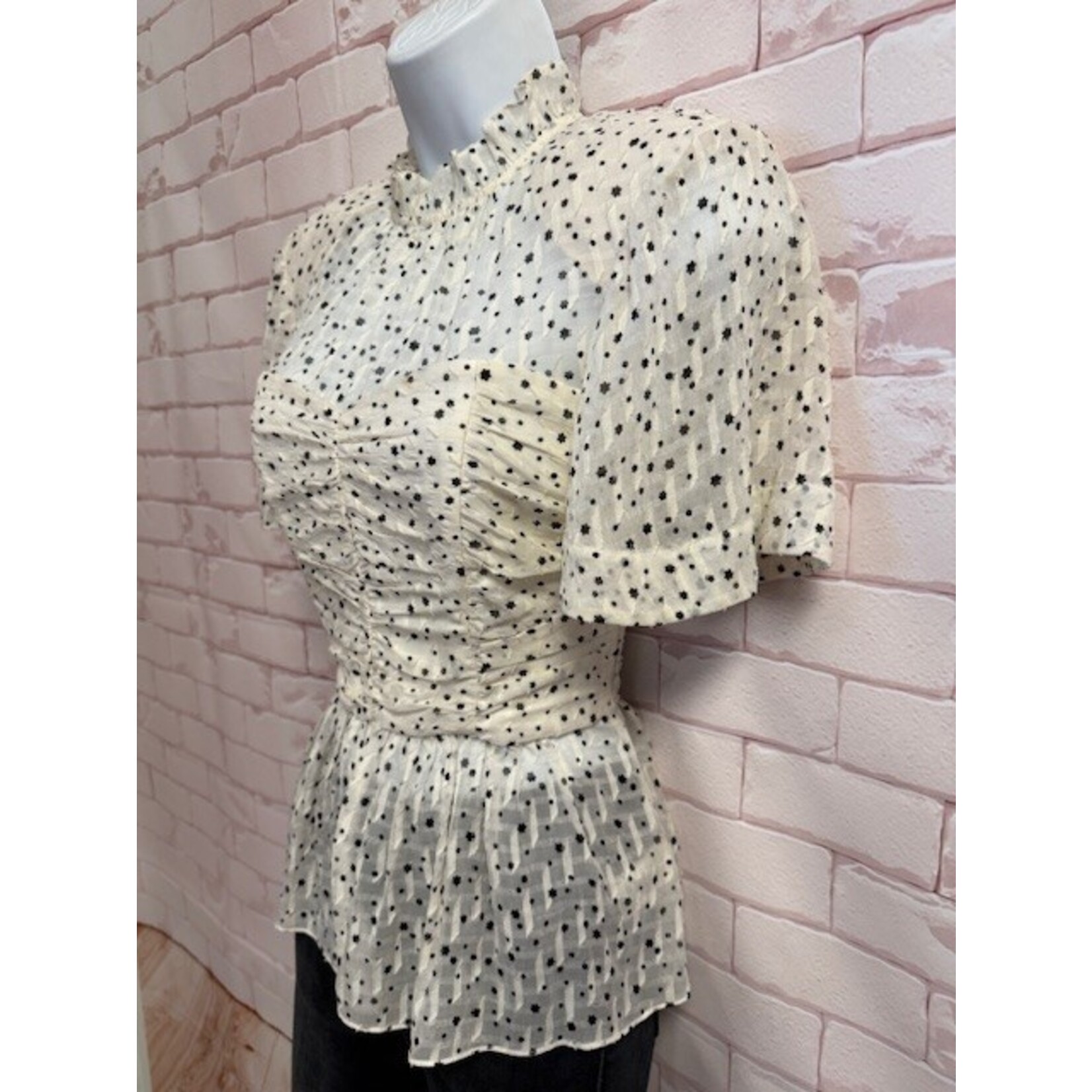 Rebecca Taylor, Cream, Black, Stars, SS, 4, MSRP $255