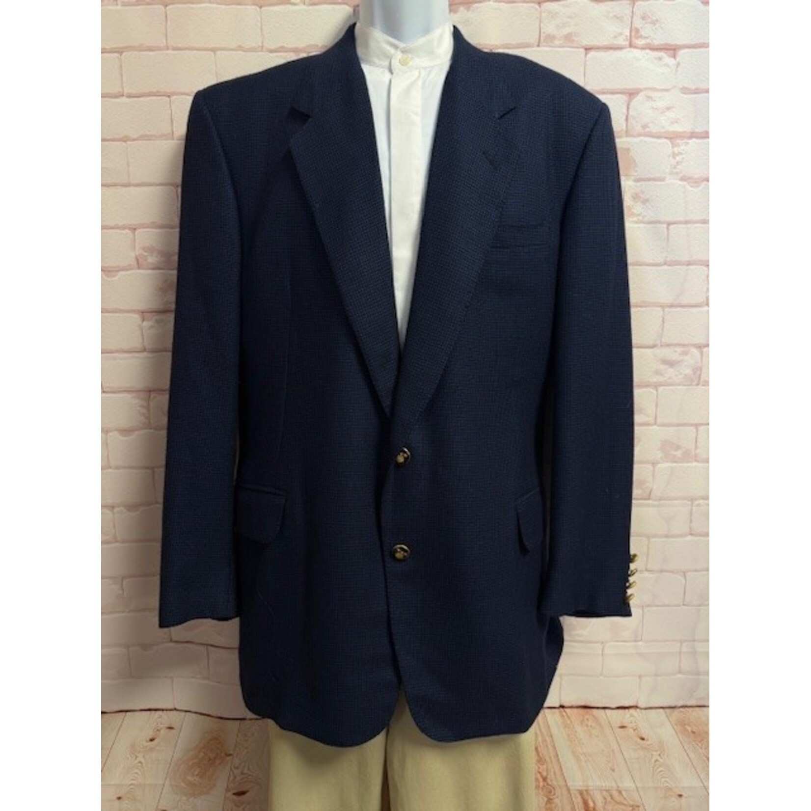 Royal Classic, Tom James, Black, Blue, Blazer, Men's, 48R