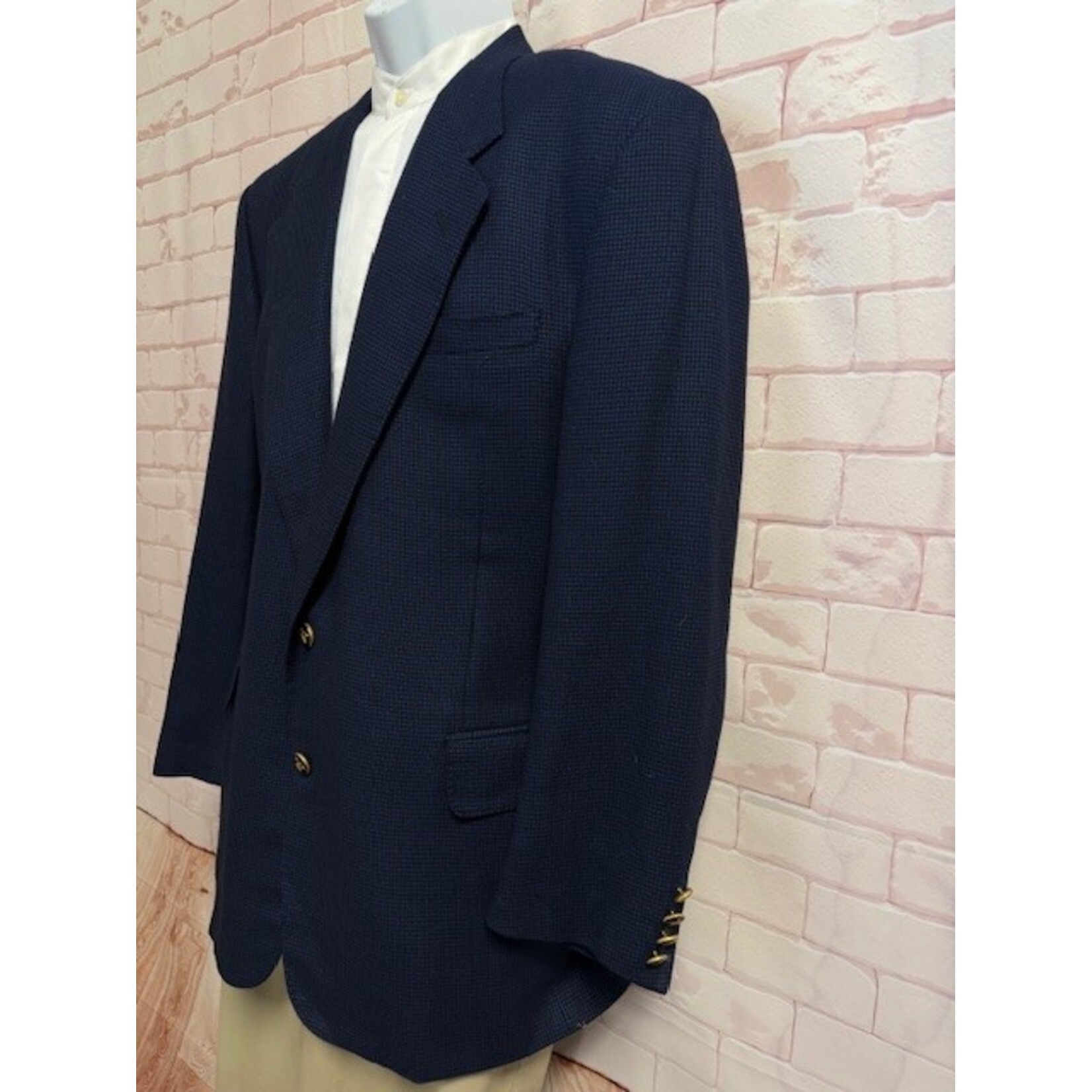 Royal Classic, Tom James, Black, Blue, Blazer, Men's, 48R