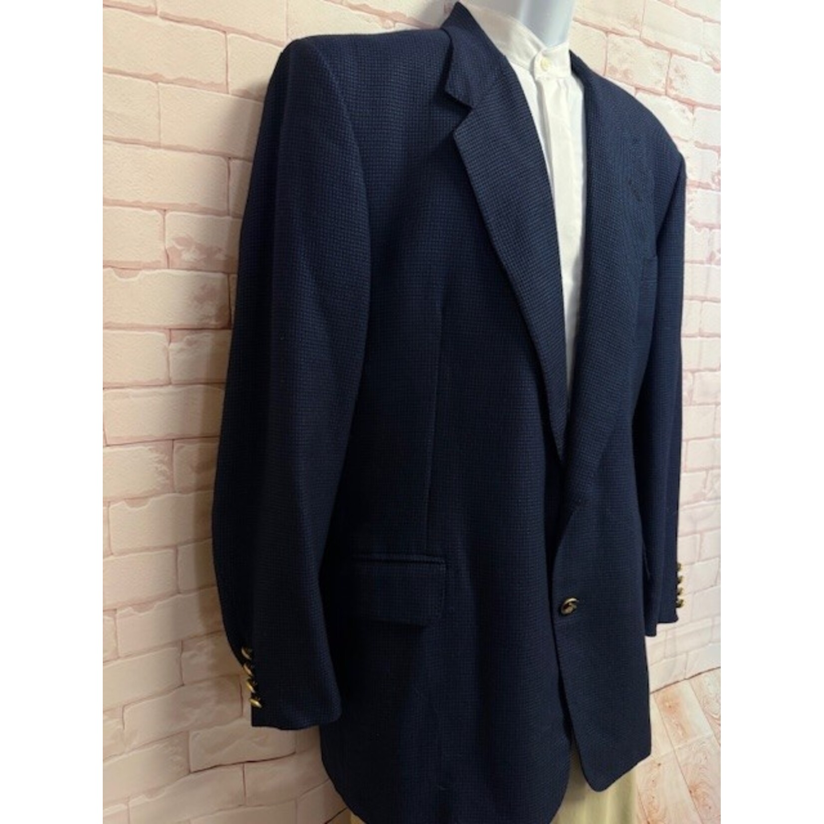 Royal Classic, Tom James, Black, Blue, Blazer, Men's, 48R