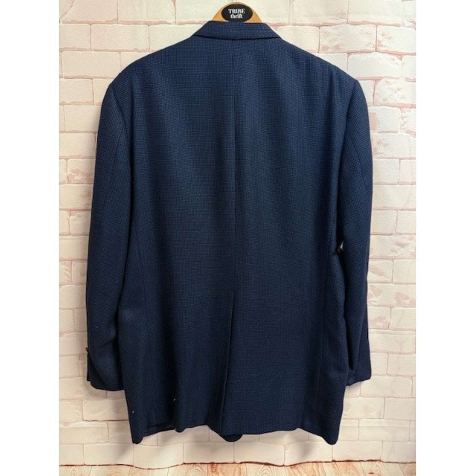 Royal Classic, Tom James, Black, Blue, Blazer, Men's, 48R