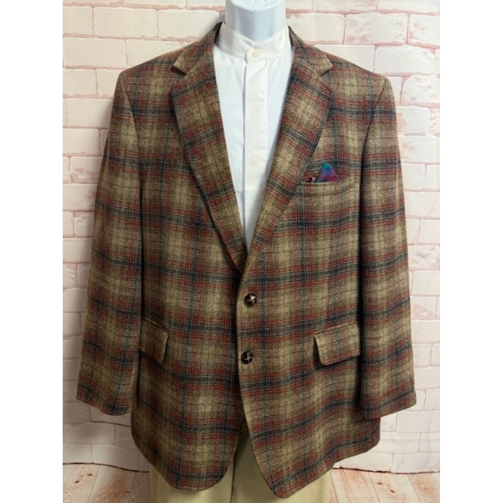 Don Lacey, Brown, Red, Navy, Plaid, Blazer, 46R