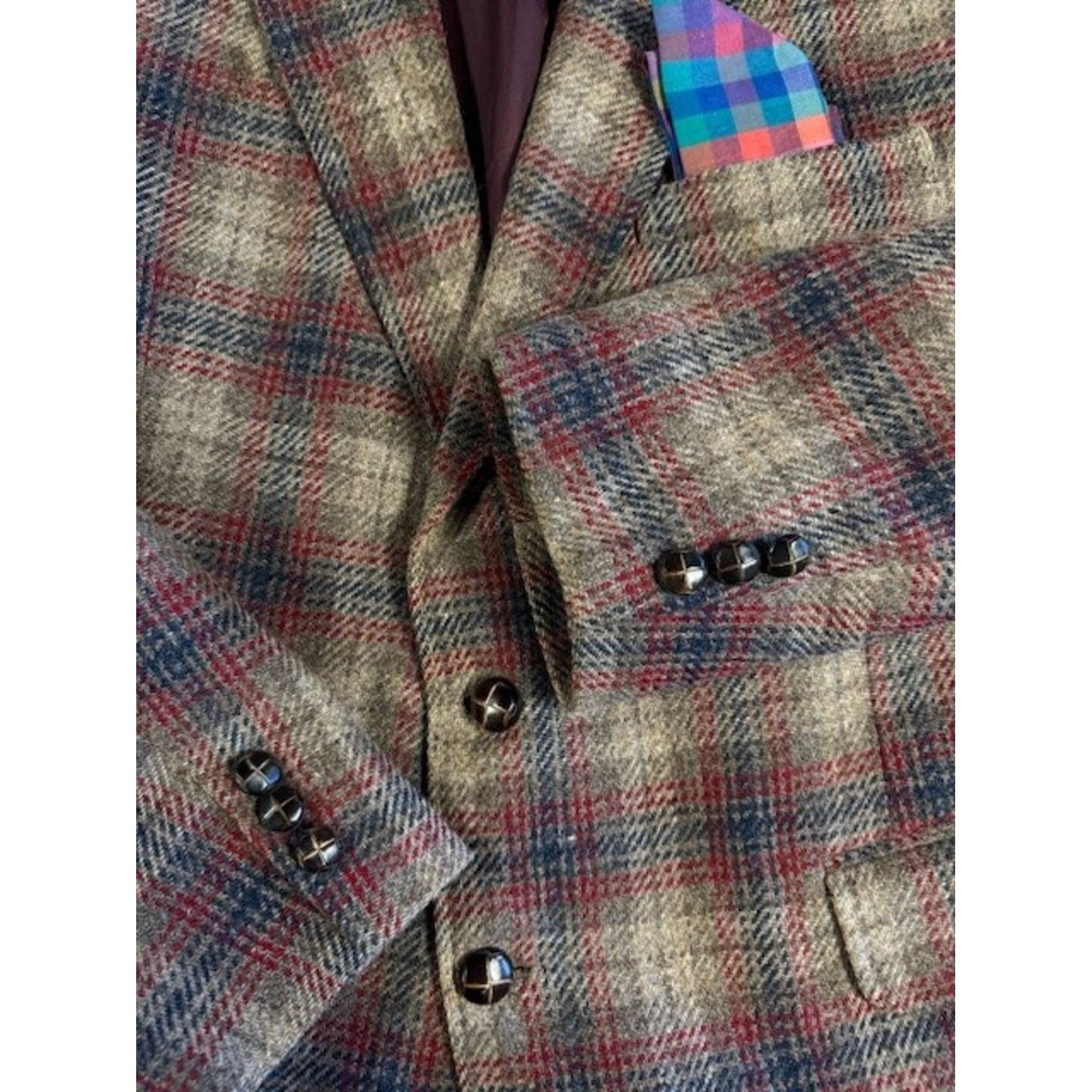 Don Lacey, Brown, Red, Navy, Plaid, Blazer, 46R