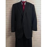 Filo A Mano, Tom James, Black Pinstriped, Suit, Men's, 49L / 42x31