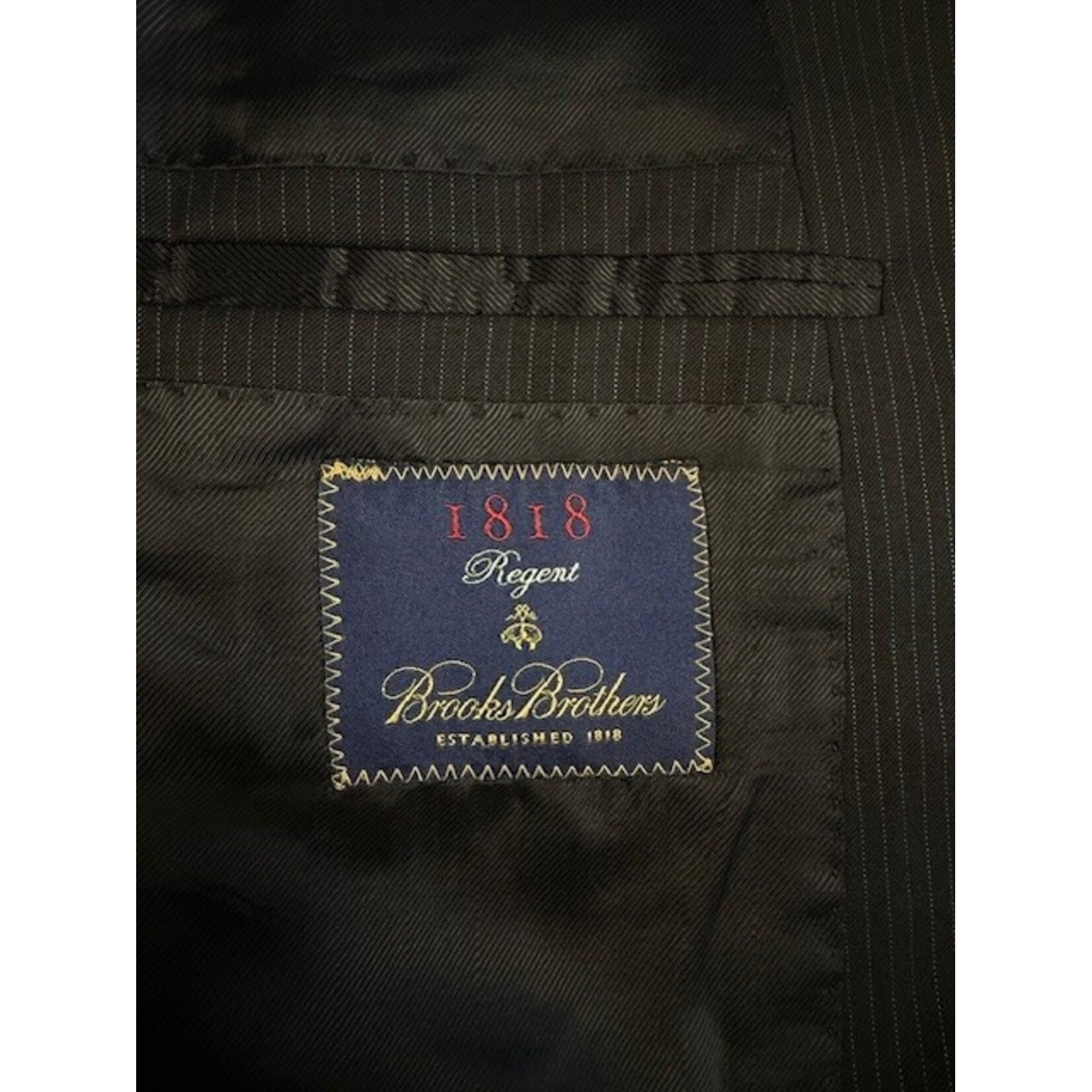 Brooks Brothers, Regent, Black, Pin Striped, Suit, 44R / 37x41