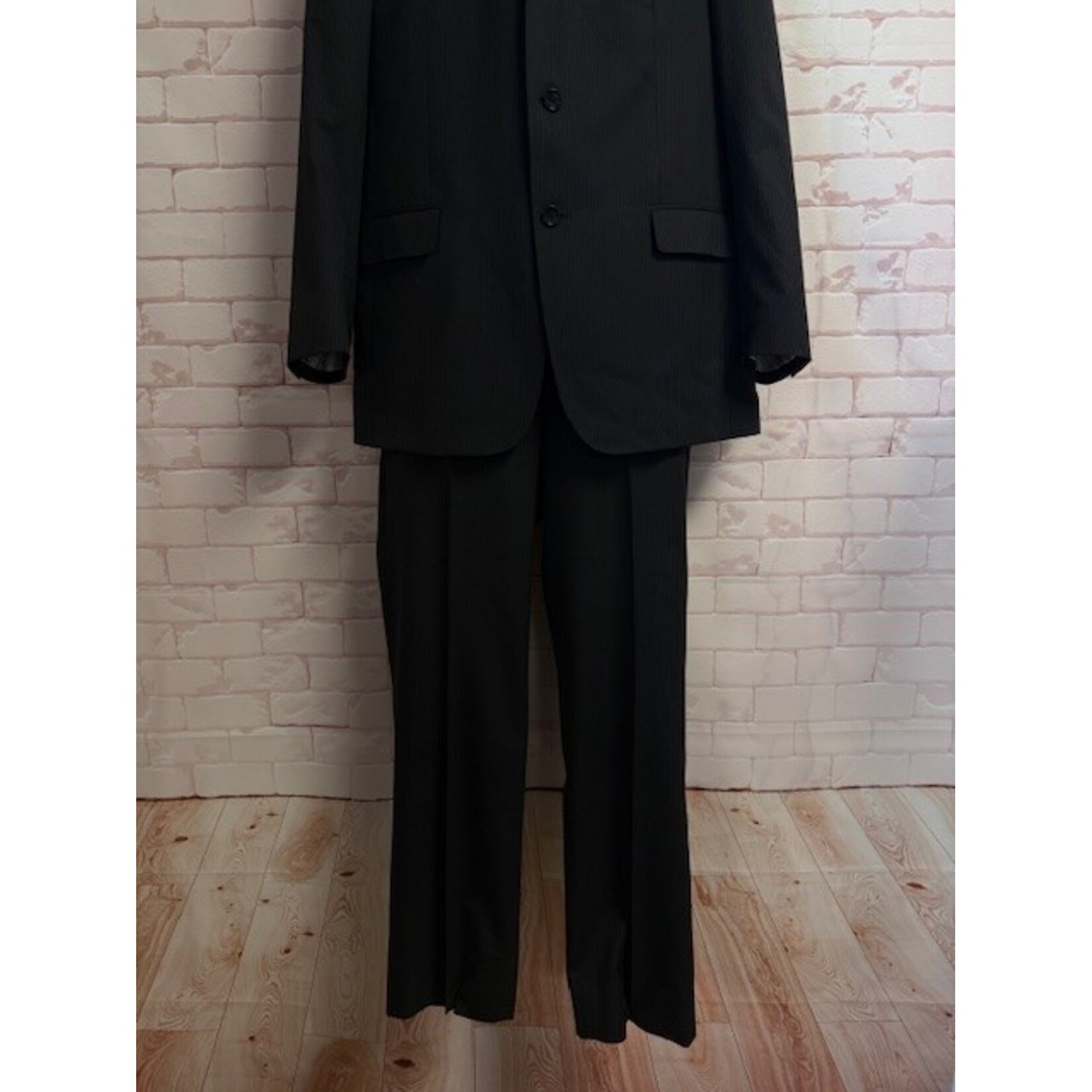 Brooks Brothers, Regent, Black, Pin Striped, Suit, 44R / 37x41