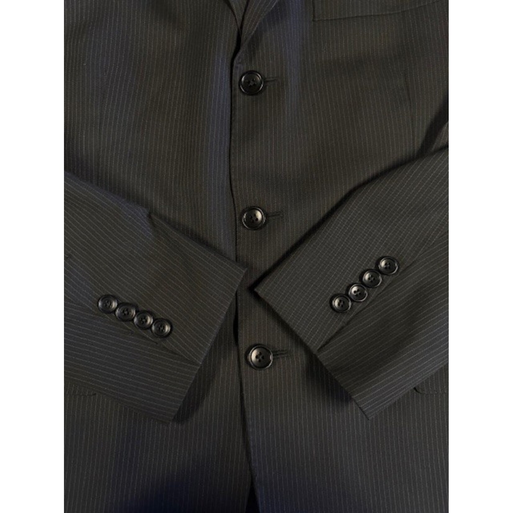 Brooks Brothers, Regent, Black, Pin Striped, Suit, 44R / 37x41