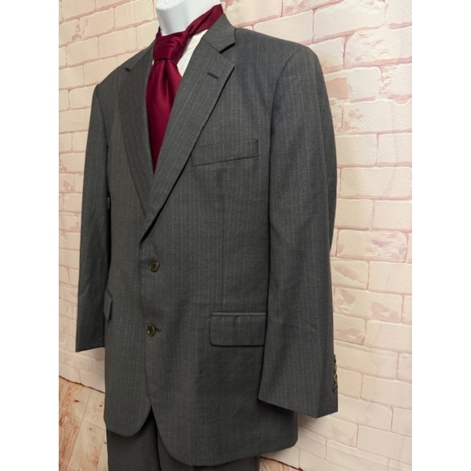 Brooks Brothers, Saxxon, Gray, Suit, 44R / 37x41