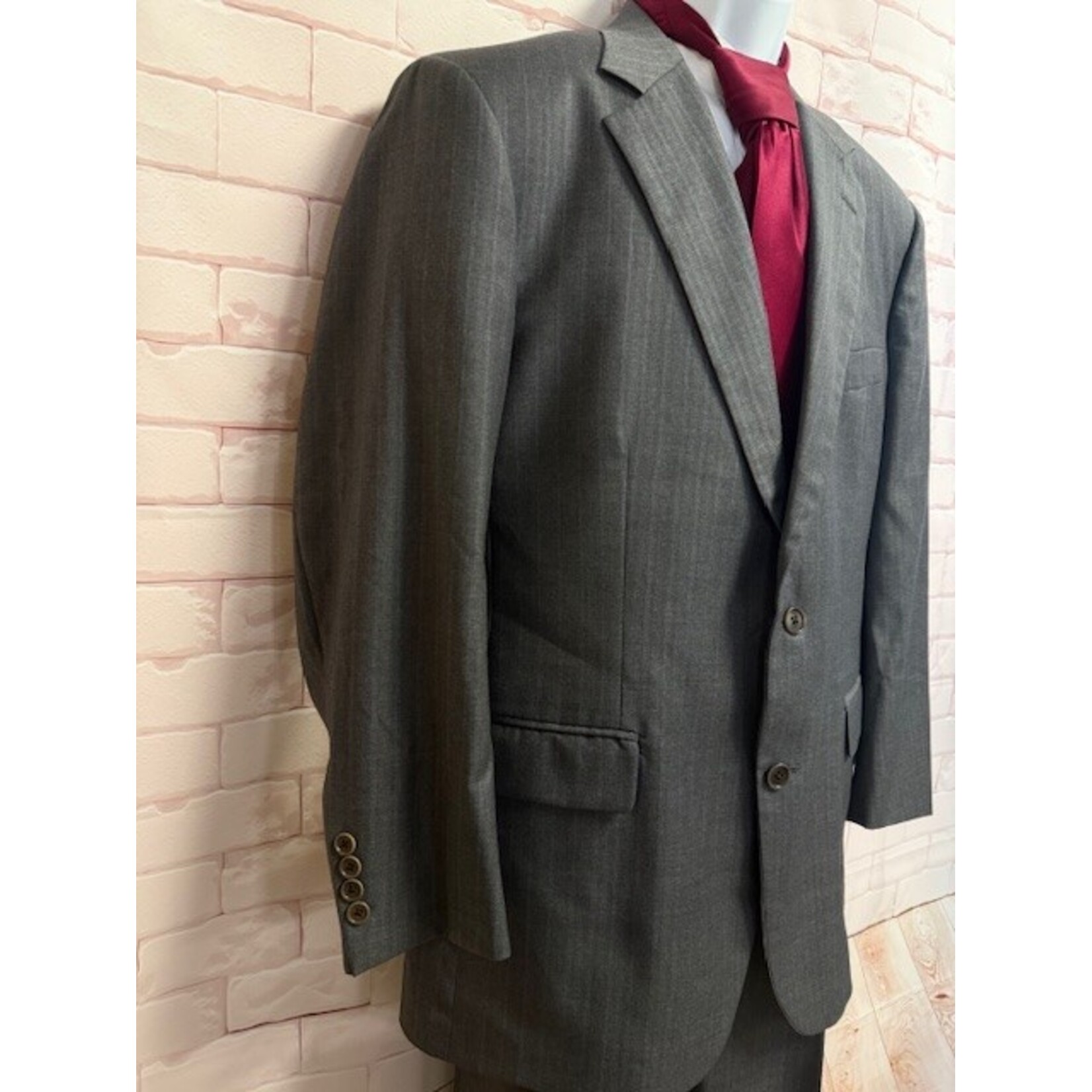 Brooks Brothers, Saxxon, Gray, Suit, 44R / 37x41