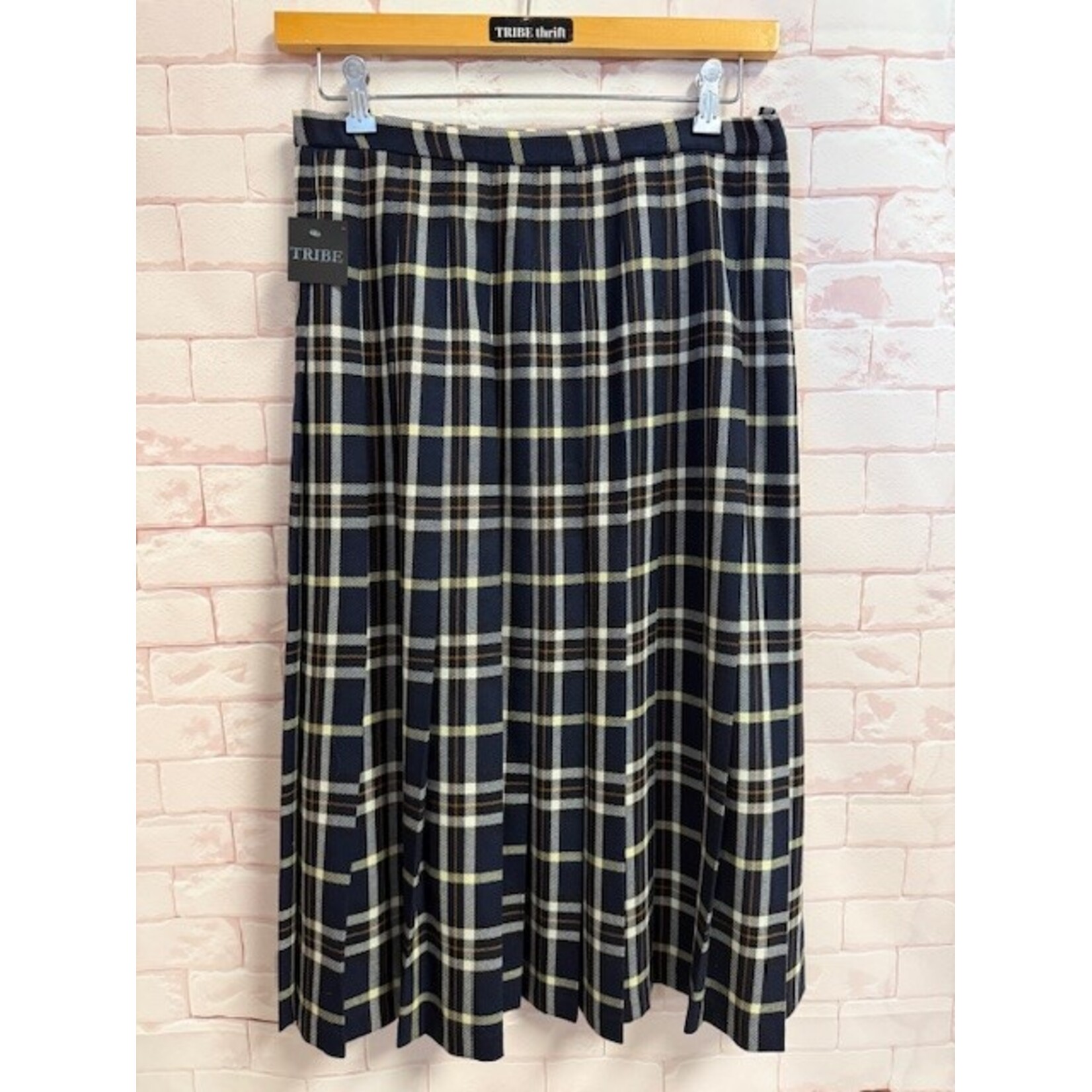 Pendleton, Navy, Orange, Yellow, Tratan, Skirt, 14, VINTAGE