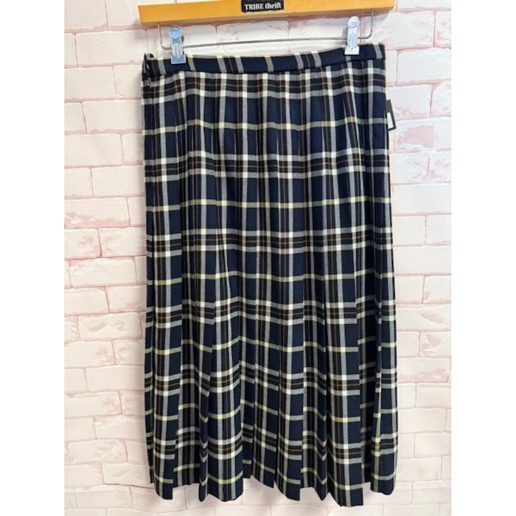 Pendleton, Navy, Orange, Yellow, Tratan, Skirt, 14, VINTAGE