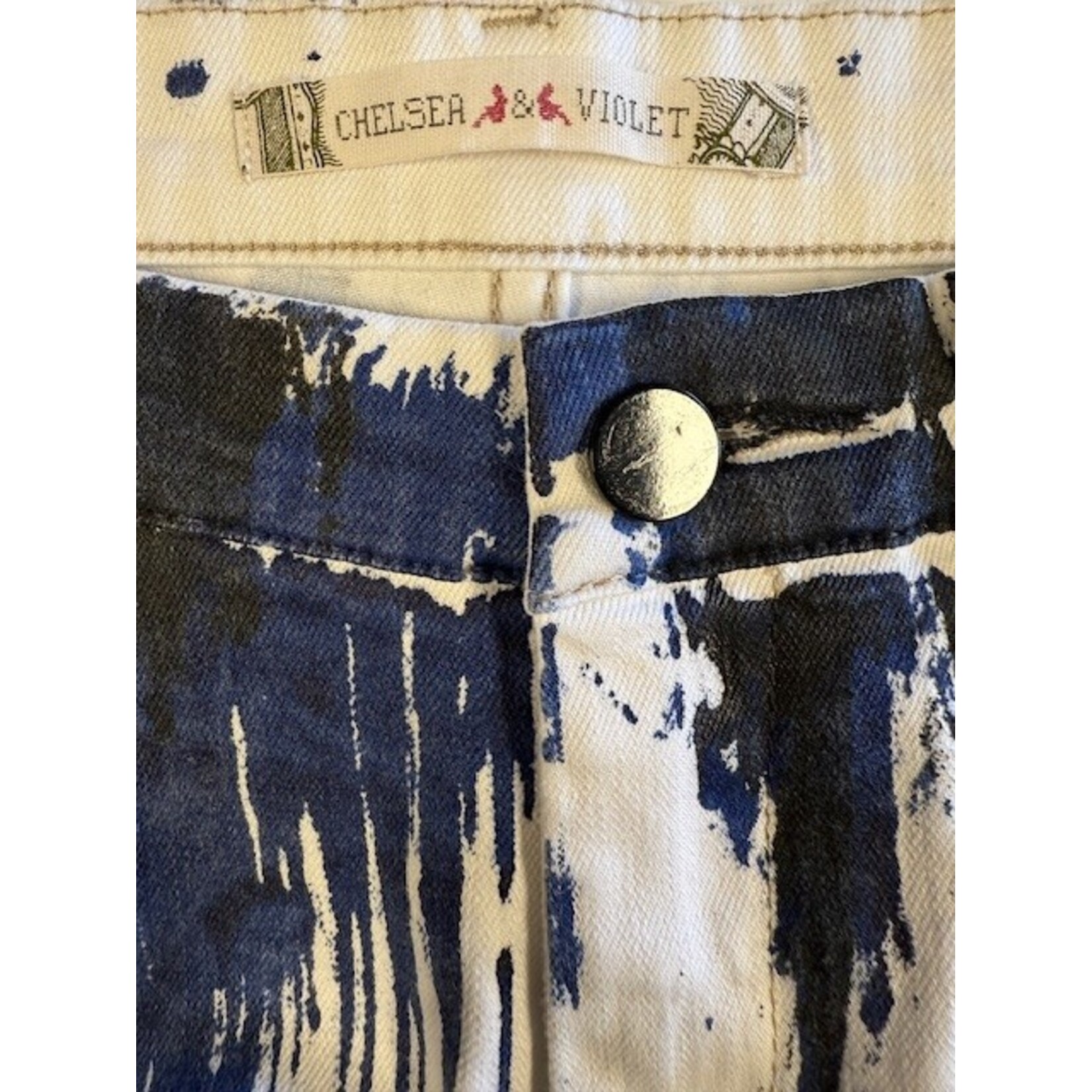 Chelsea & Violet, White, Blue, Black, Denim, Skirt, 10