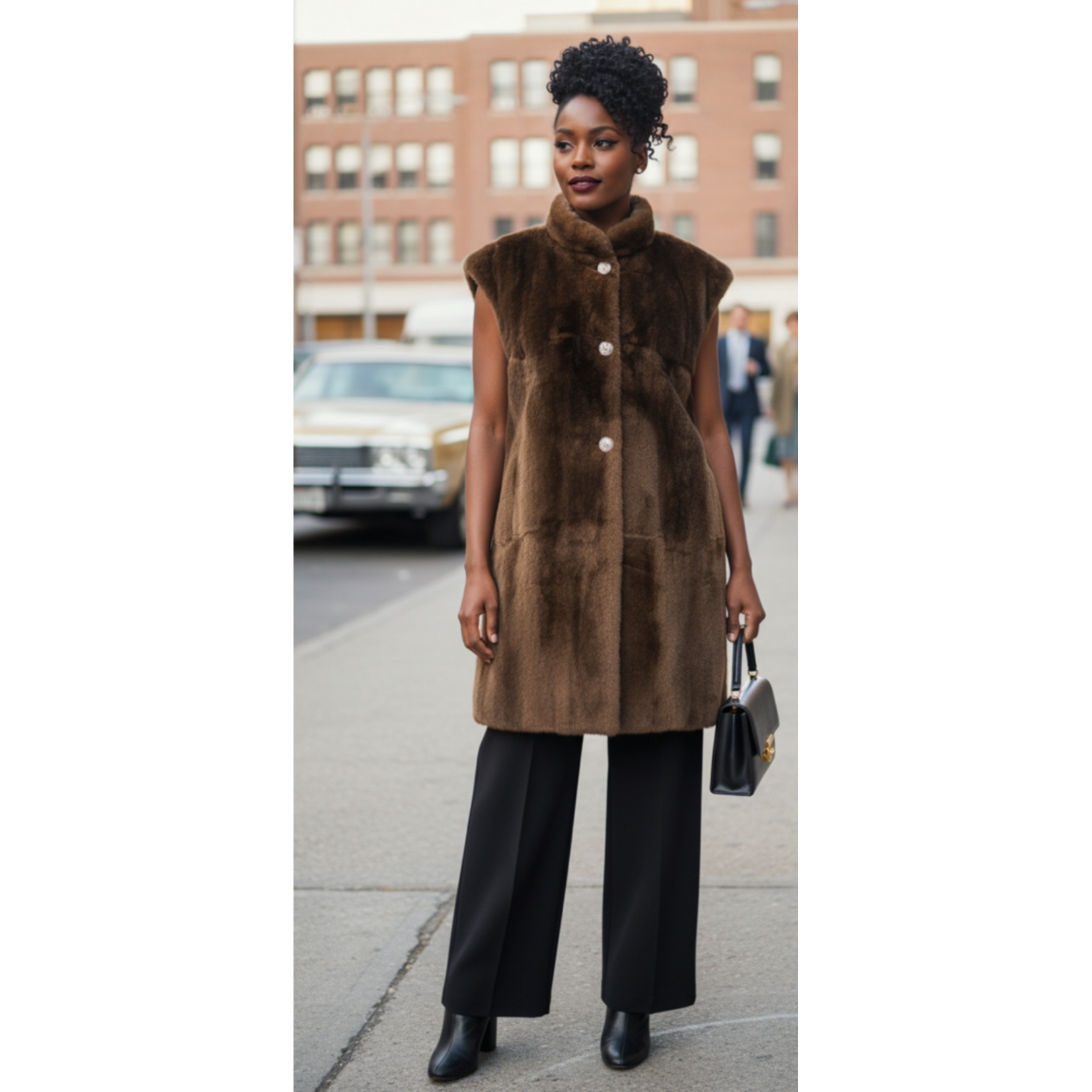 Kriegsman Furs, Brown, Leather, Fur Detachable Vest, M/L, VINTAGE