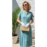 Chogogo Vintage Chogogo Vintage, 1950's Tiffany Blue Beaded Day Dress, 34x27