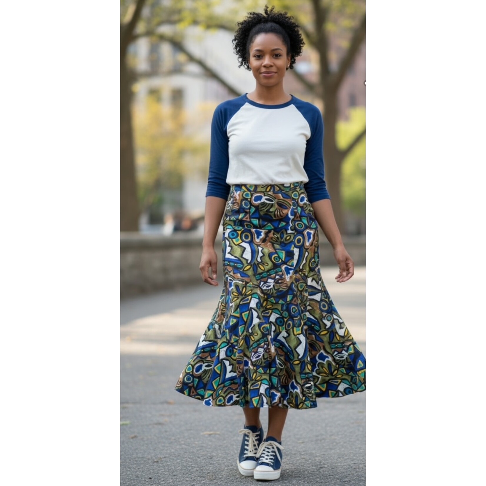 Unlabeled, Purple, Olive, Bold Patterned, Skirt, 10/12