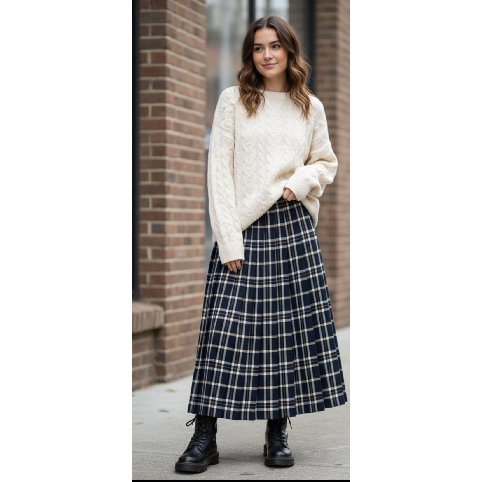 Pendleton, Navy, Orange, Yellow, Tratan, Skirt, 14, VINTAGE