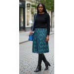 Lands End, Green, Blue, Plaid, Skirt, 10