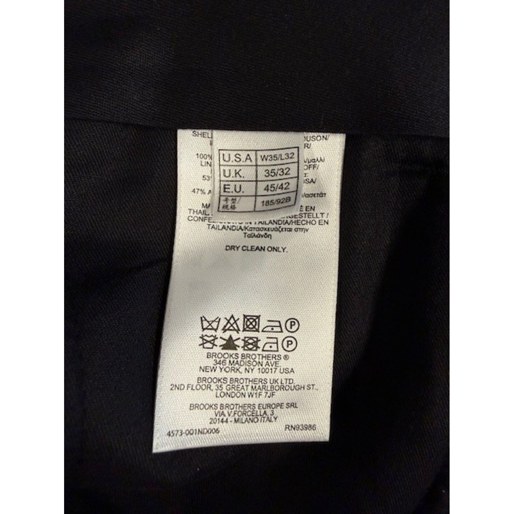 Brooks Brothers, Black, Madison, Pants, Men's, 35/32, MSRP $278