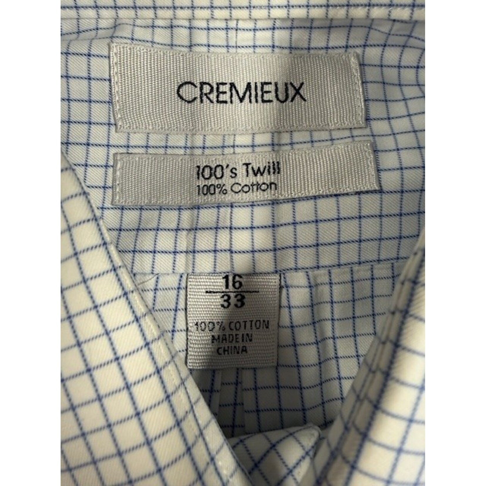 Cremieux, White, Blue, LS, BU, Men's, Large