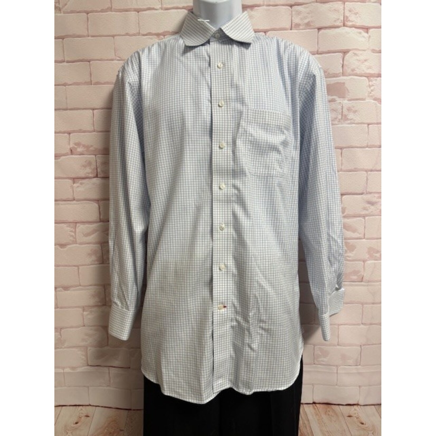 Cremieux, White, Blue, LS, BU, Men's, Large