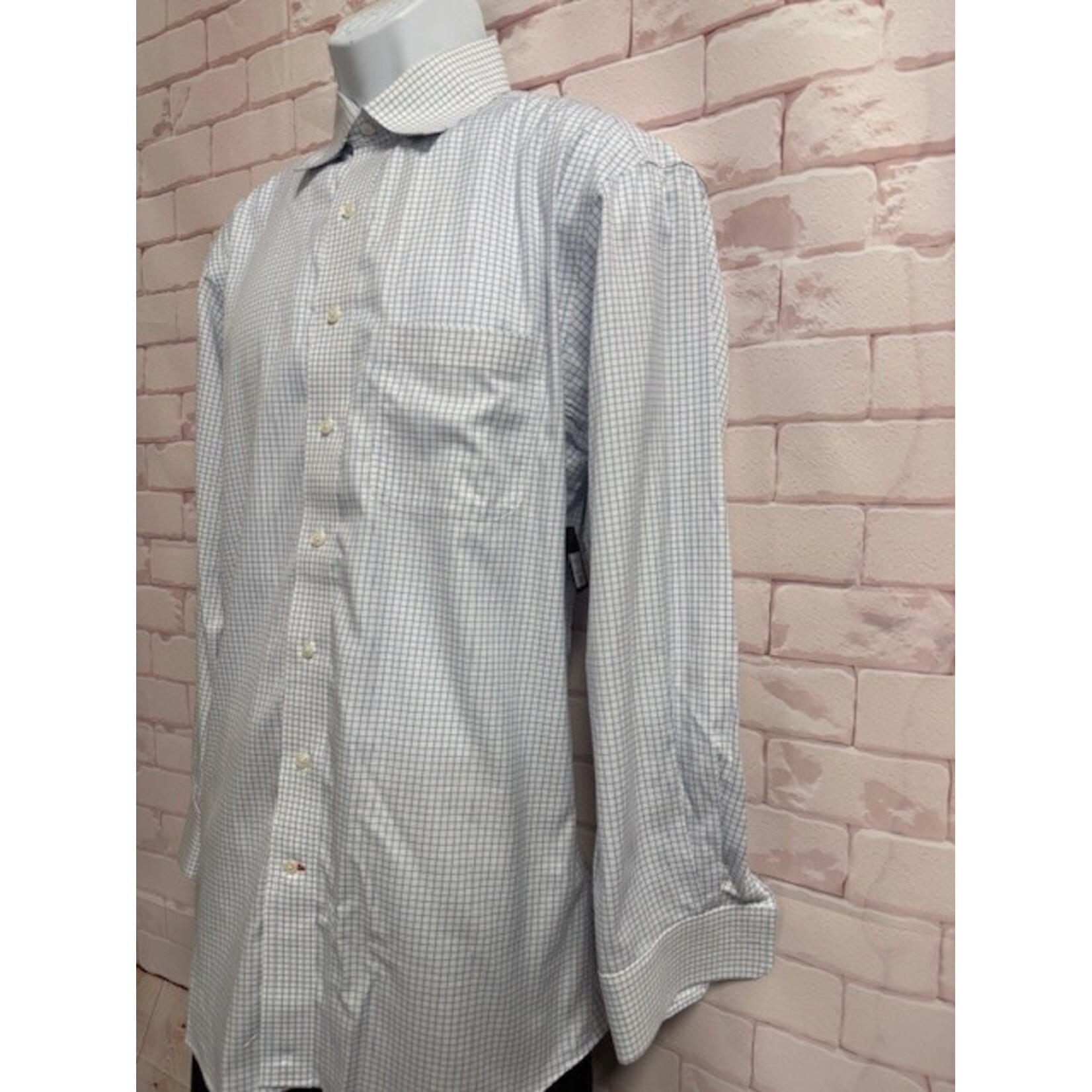 Cremieux, White, Blue, LS, BU, Men's, Large