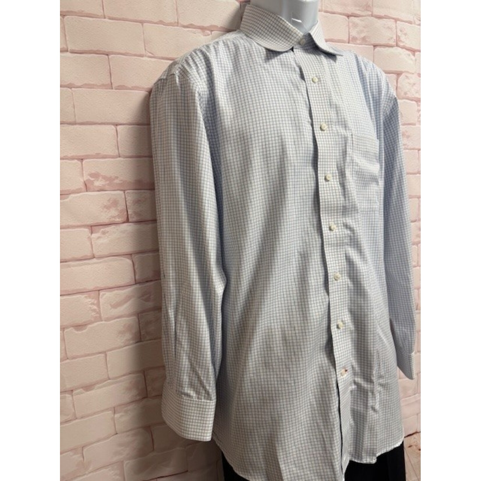 Cremieux, White, Blue, LS, BU, Men's, Large