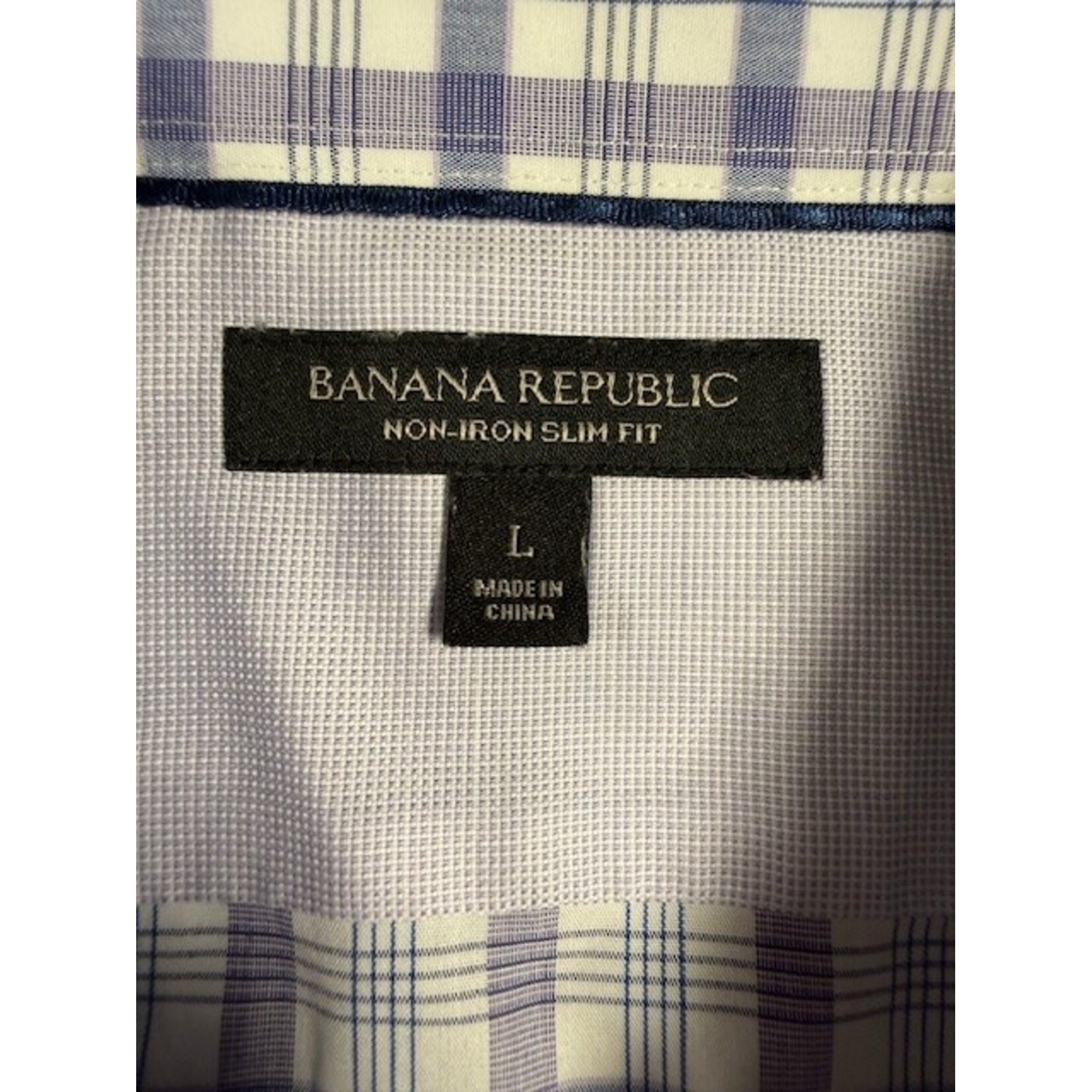 Banana Republic, White, Purple, LS, BU, Men's, Large