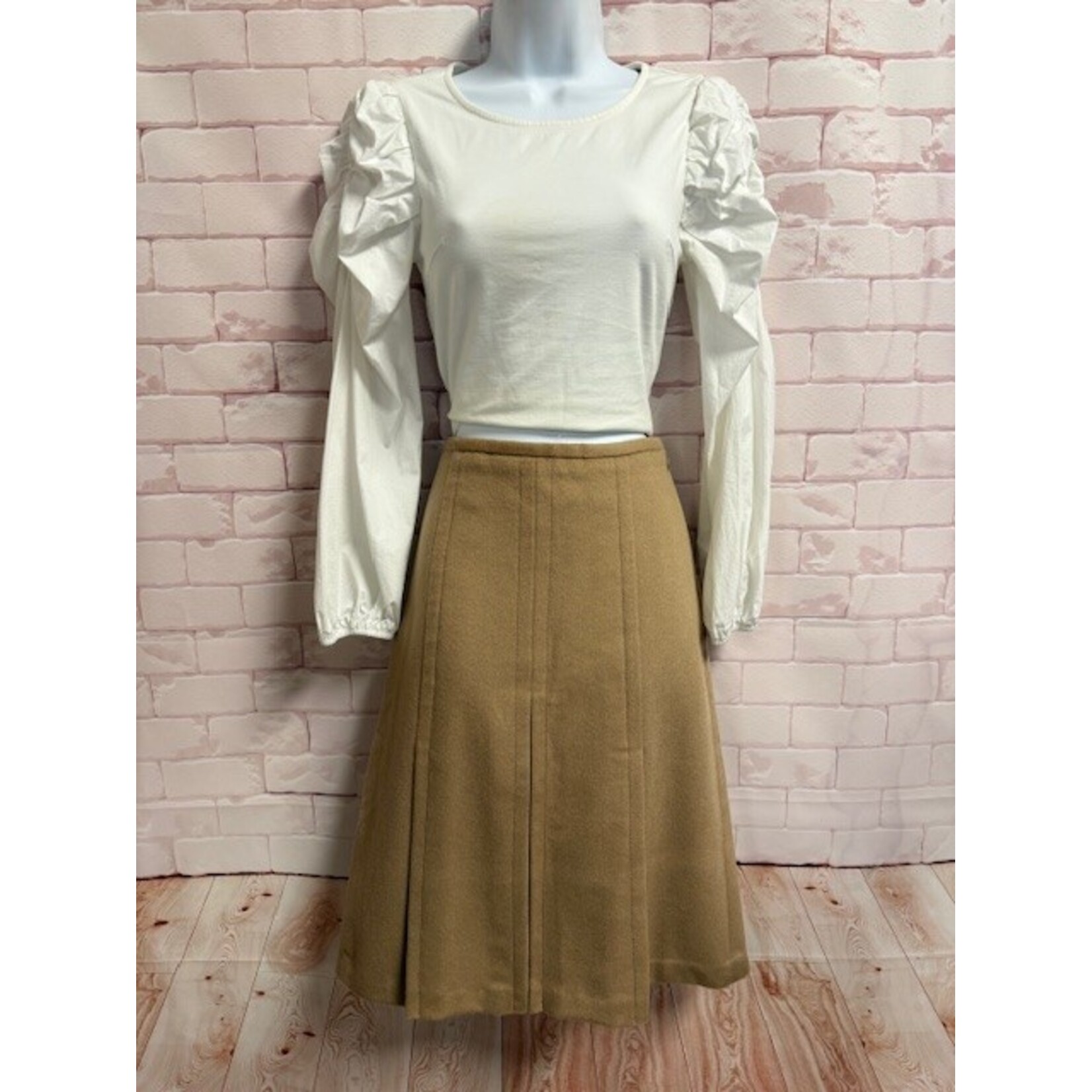 Ann Taylor, Camel, Wool, A-Line, Skirt, 0