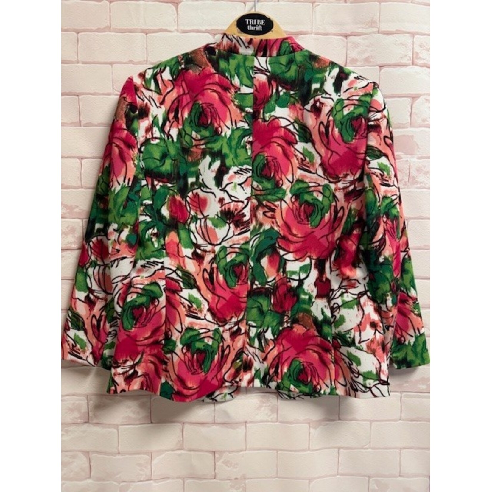 Evan Piccone, White, Pink, Green, Blazer, Size 6