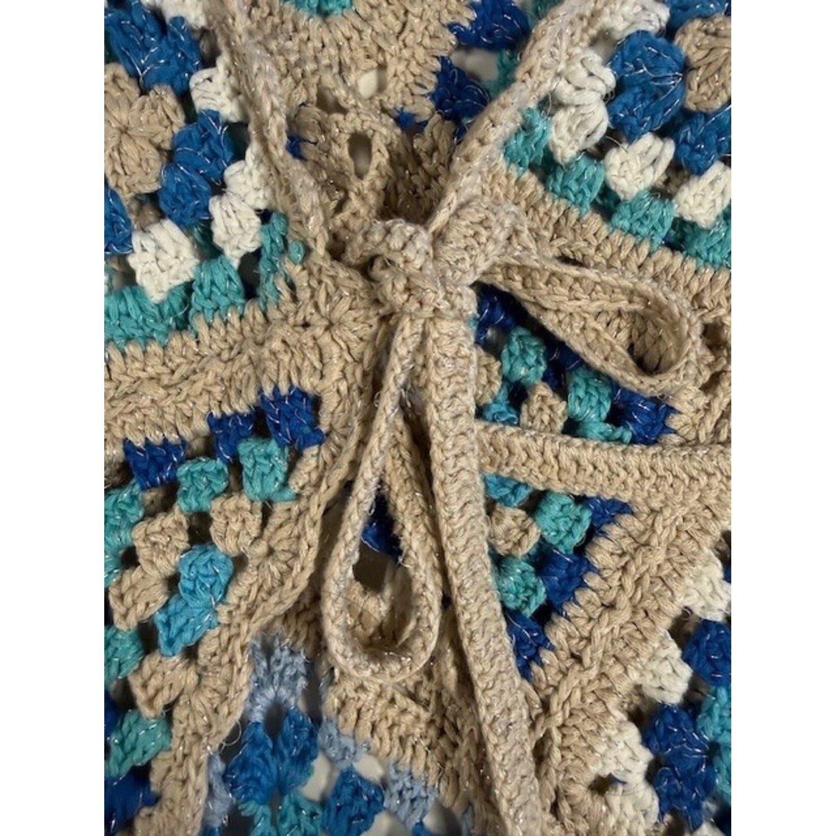 Boston Proper, Blue, Beige, Crochet, Shrug, Small/Medium
