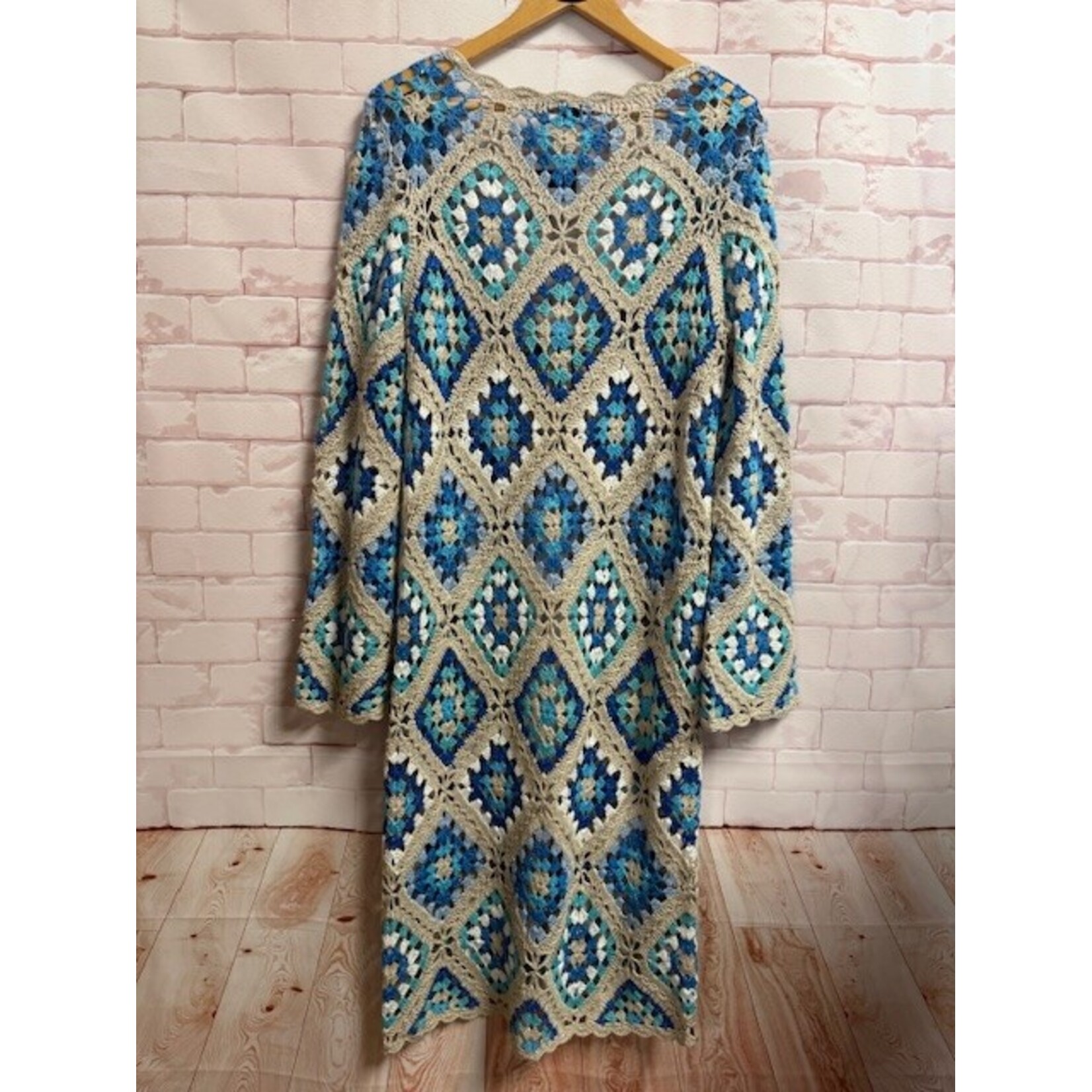 Boston Proper, Blue, Beige, Crochet, Shrug, Small/Medium