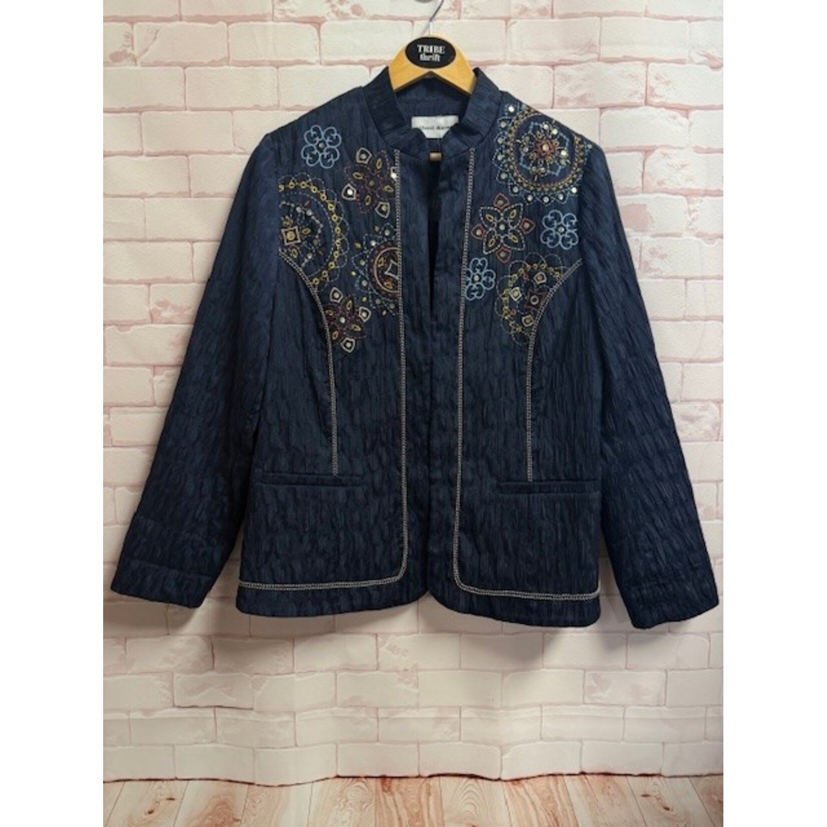 Alfred Dunner, Navy, Embroidered, Jacket, M