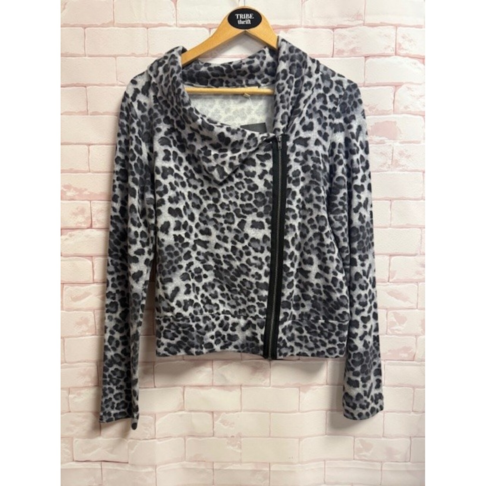 Bordeaux, Black, Gray, Leopard, Jacket, M