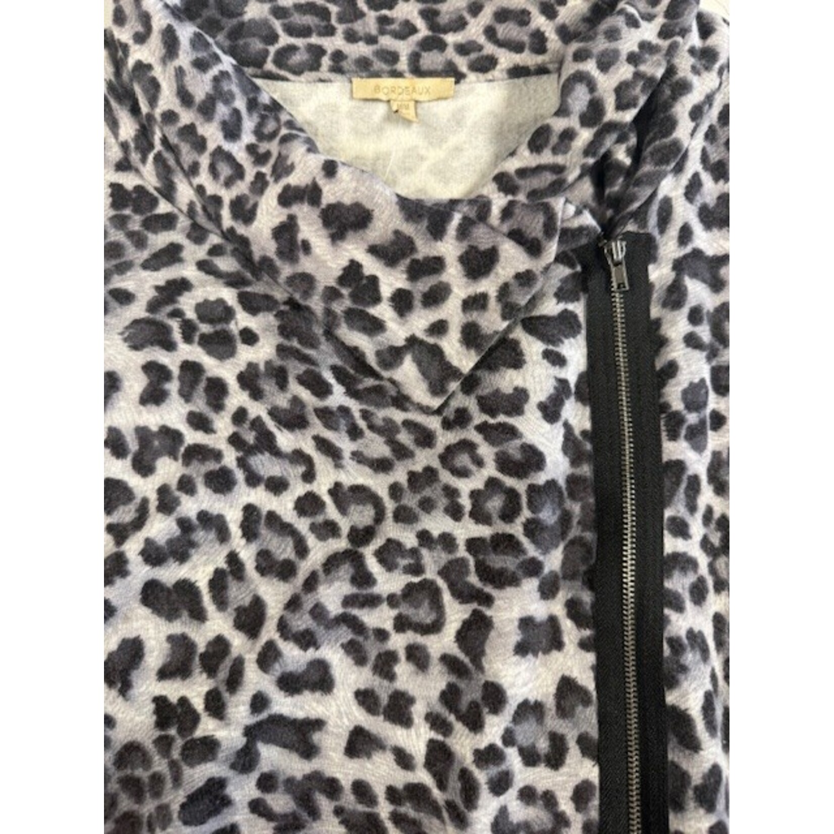Bordeaux, Black, Gray, Leopard, Jacket, M