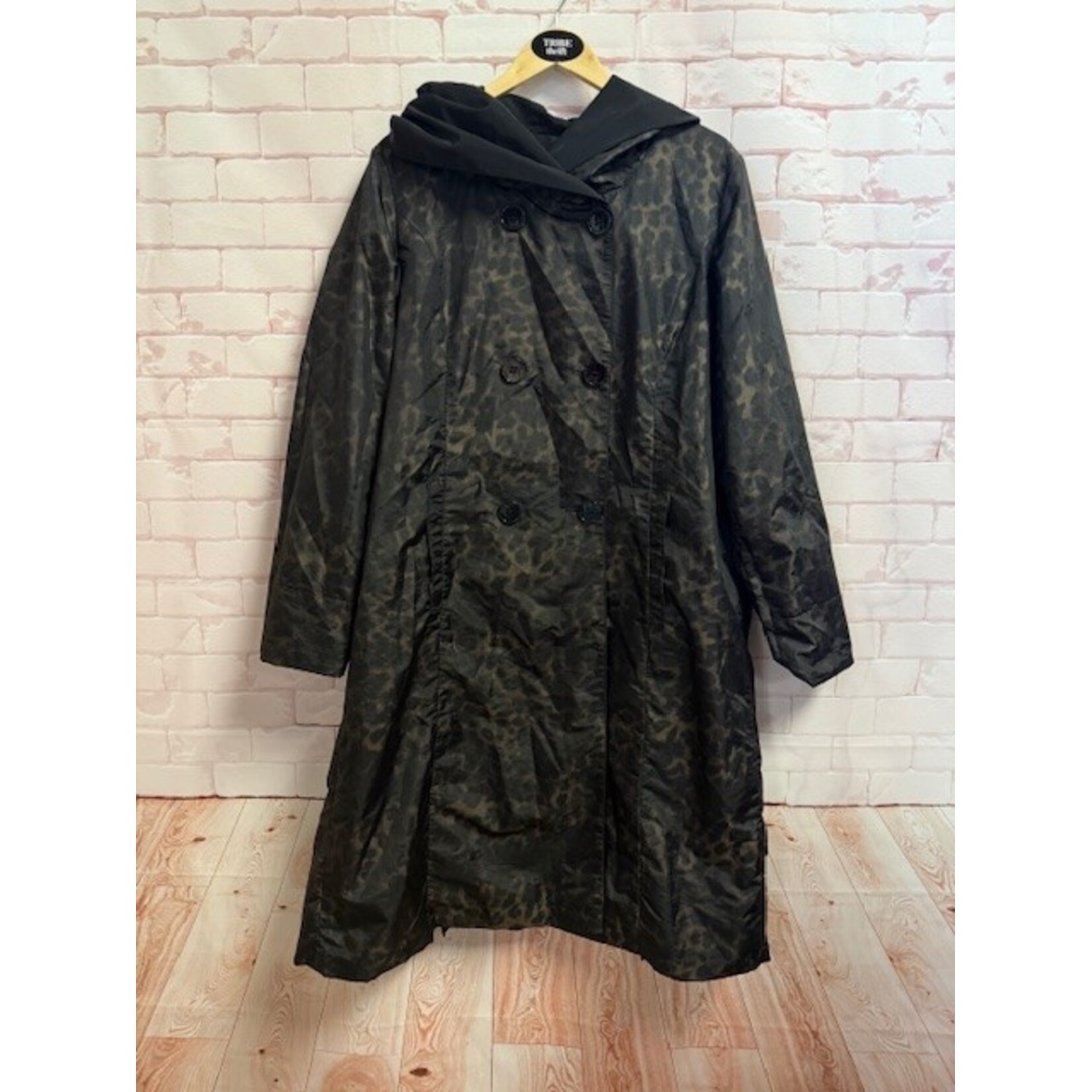 Unlabeled, Reversible, Black, Leopard, Raincoat, 1X