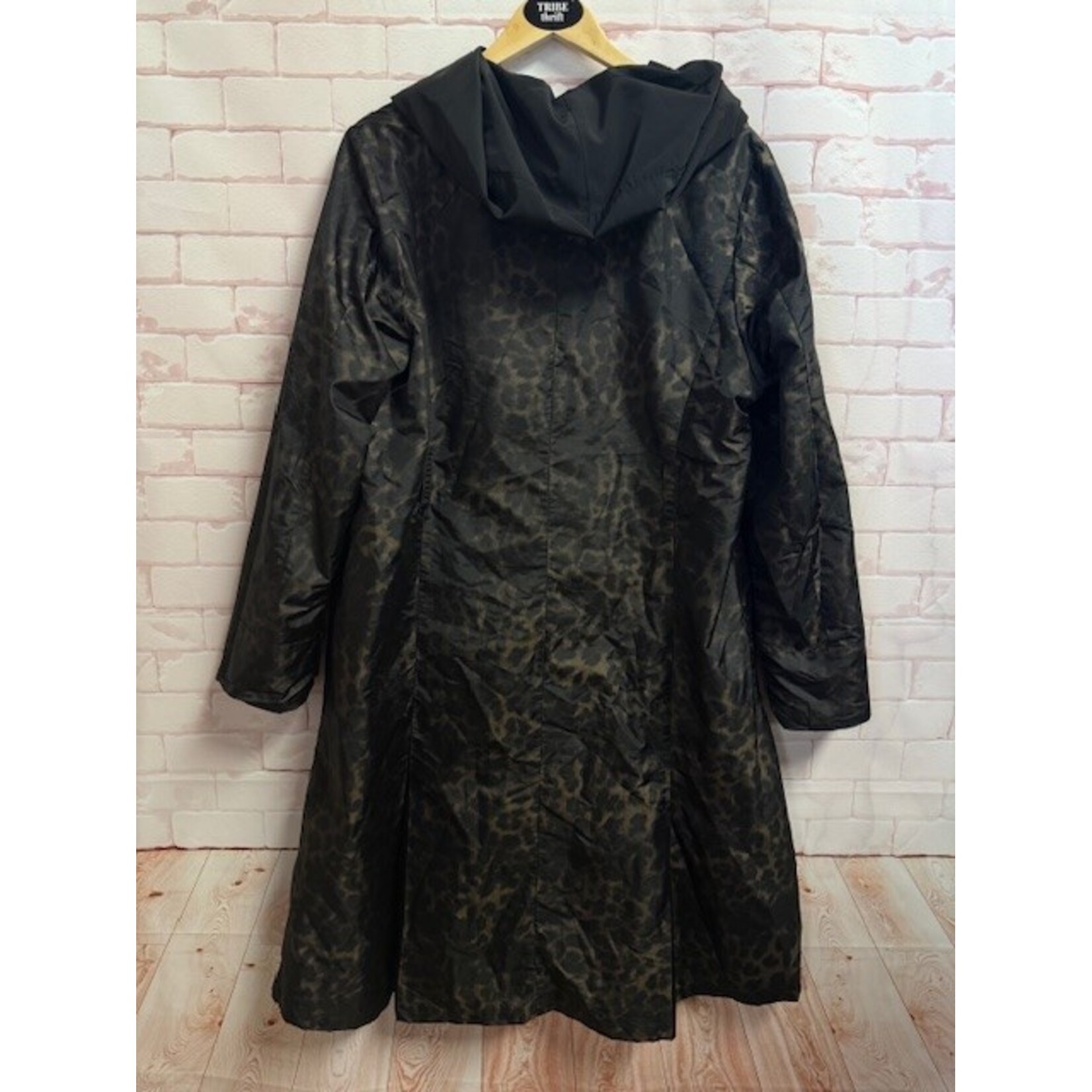 Unlabeled, Reversible, Black, Leopard, Raincoat, 1X