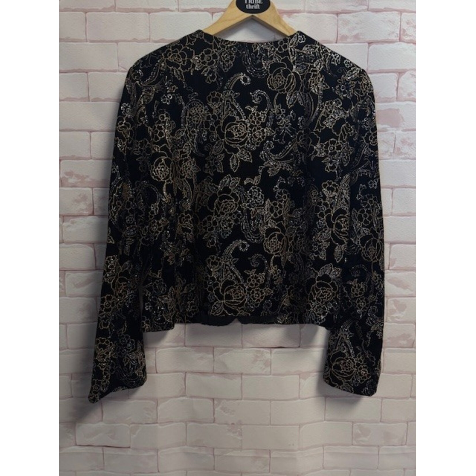 Joanna, Vintage, Gold, Silver, Black, Long Sleeve, M