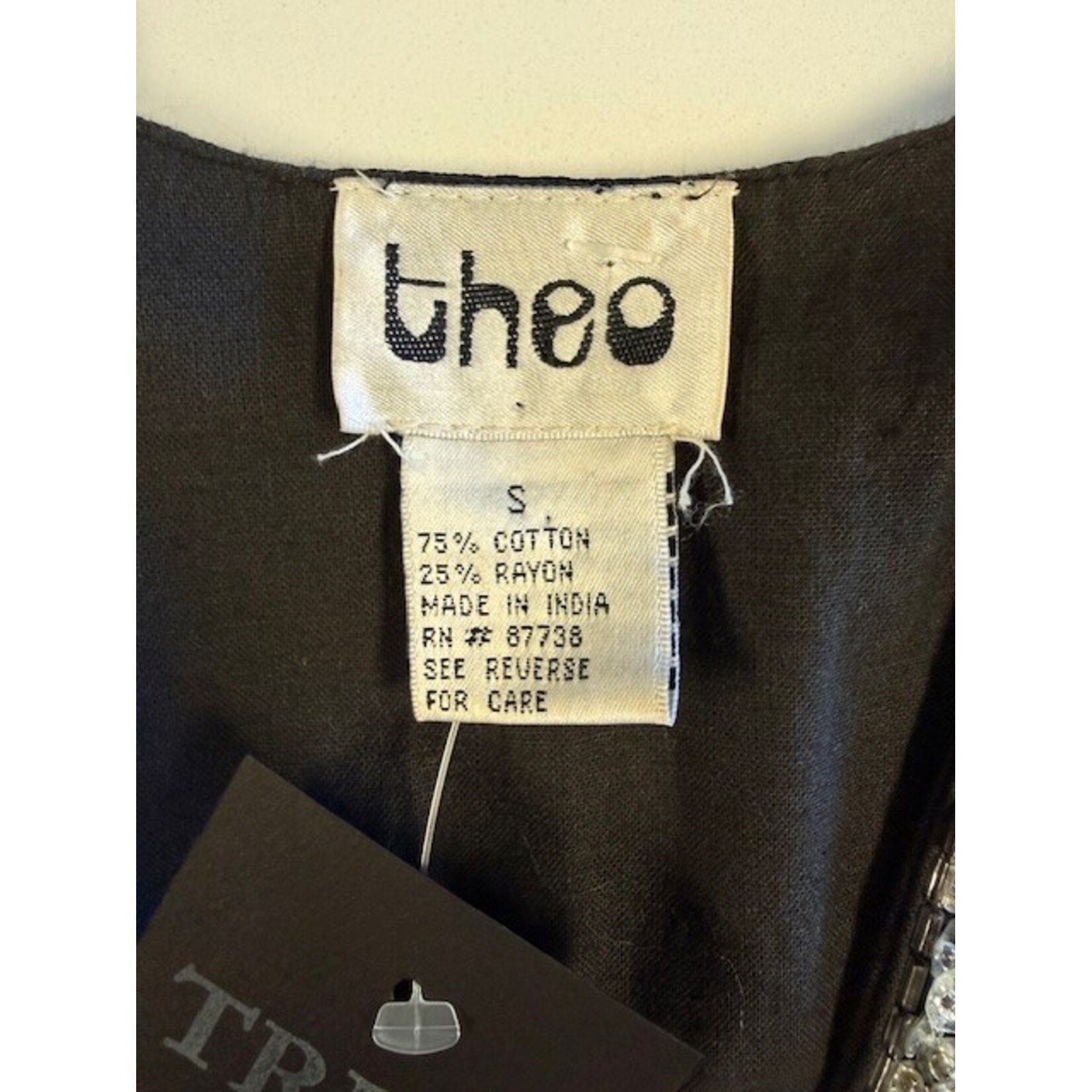 Theo, Vintage, Black, Silver, Beaded, Vest, S