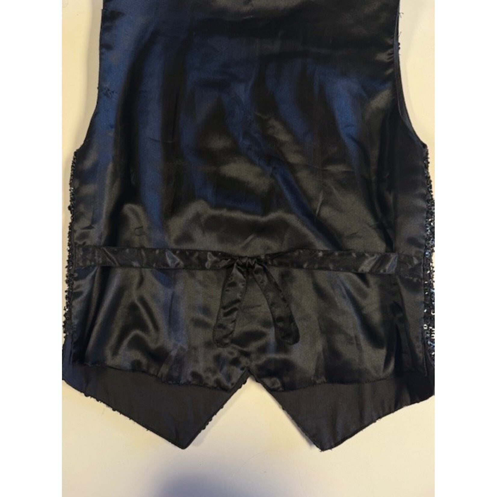 Theo, Vintage, Black, Silver, Beaded, Vest, S