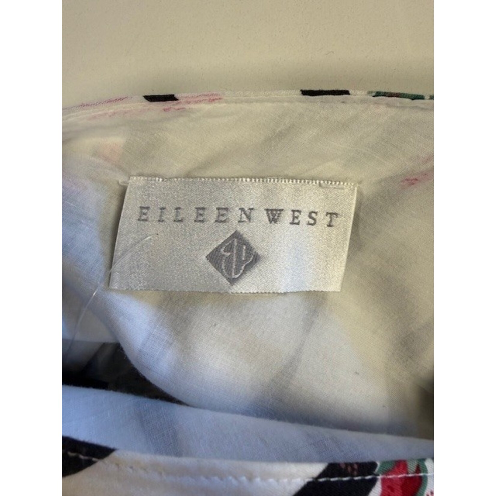 Eileen West, Vintage, Black, White, Floral, Dress, 8