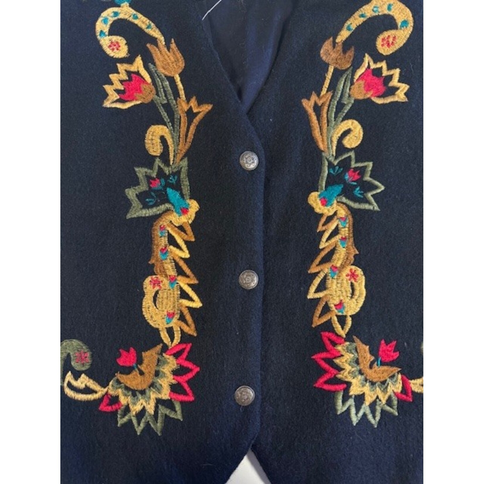 Erika Classics, Vintage, Black, Multicolor, Vest, M